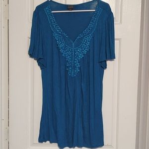 Covington Woman Turquoise Blouse Sz 1X